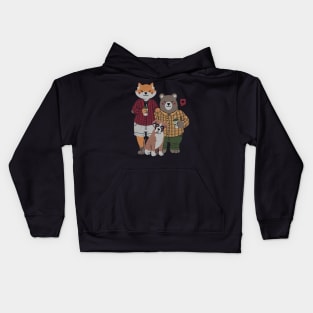 Fox Bear Boxer Coffee Valentines by Tobe Fonseca Kids Hoodie